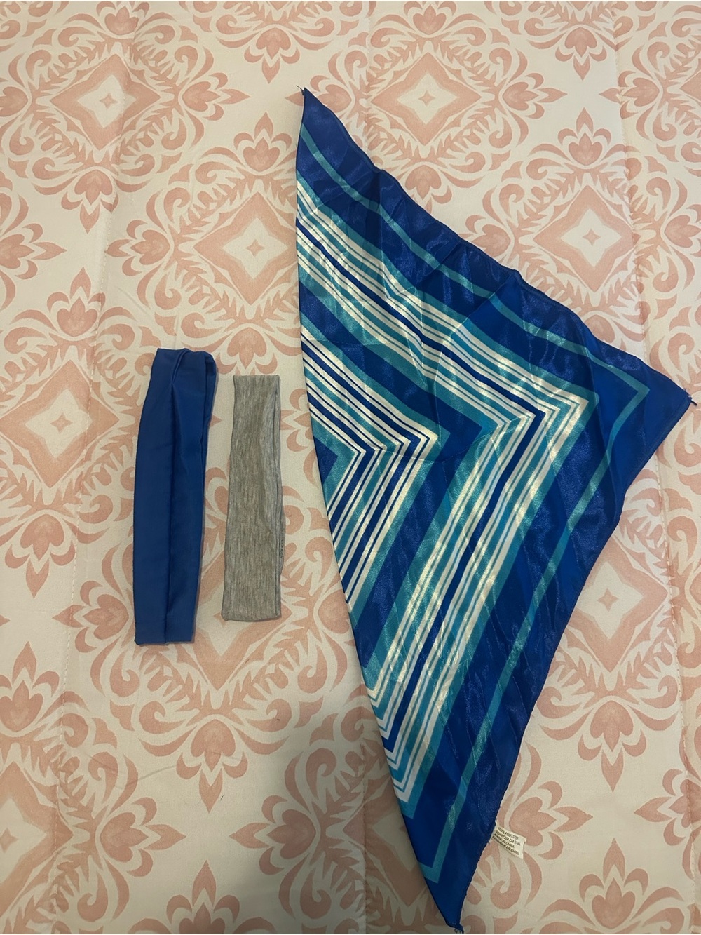 3-Piece Y2K Head Scarf & Headband Set (Blue/Gray)
